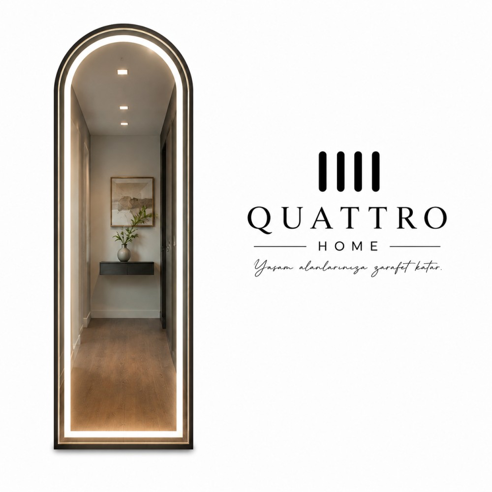 Quattro Home Recta LED Aydınlatmalı Boy Ayna Modern Dikdörtgen Tasarım görsel 3