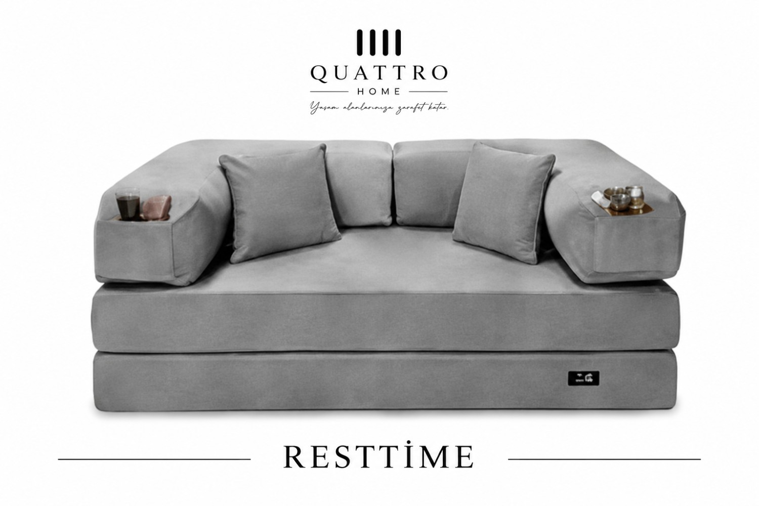RESTTİME Modüler Süngerli Koltuk 180x90x63 cm Cepli Modern Oturma Koltuğu - Yumuşak Sünger, Çok Amaçlı Salon ve Ofis Koltuğu