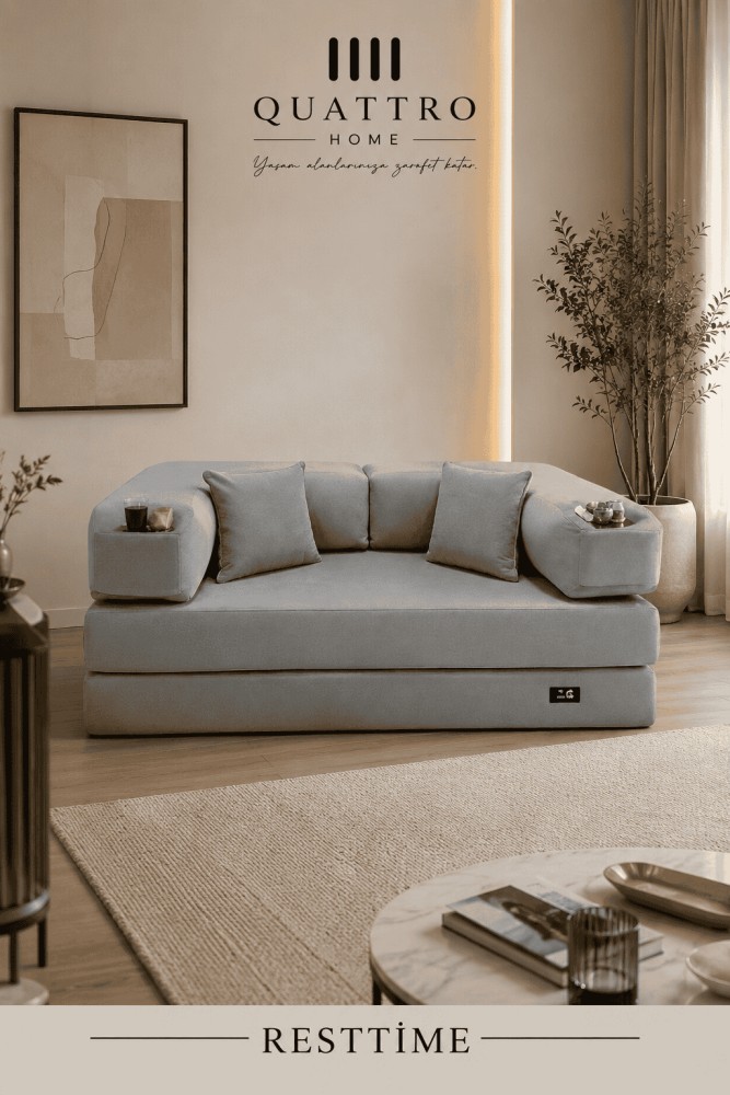 RESTTİME Modüler Süngerli Koltuk 180x90x63 cm Cepli Modern Oturma Koltuğu - Yumuşak Sünger, Çok Amaçlı Salon ve Ofis Koltuğu görsel 2