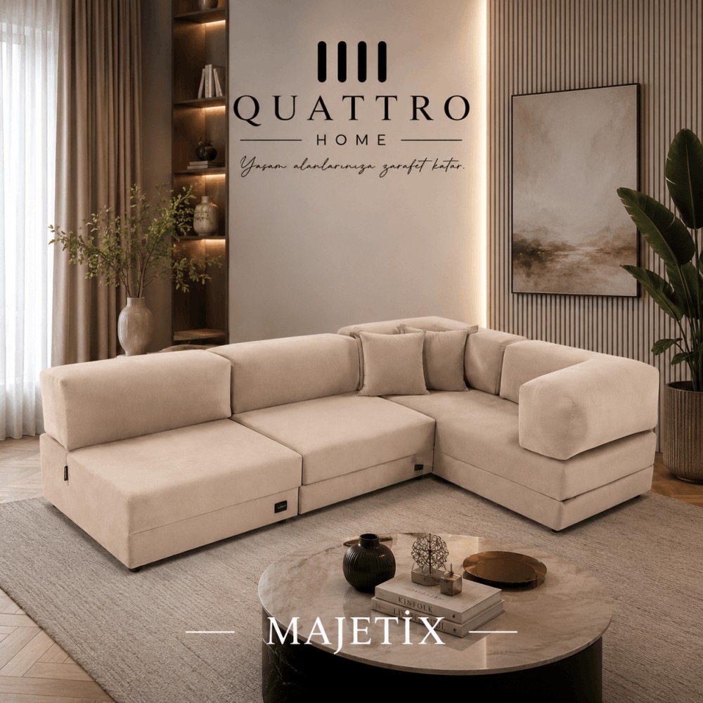 MAJETIX Büyük Köşe Modüler Sünger Koltuk 270x180 cm - Aktivite, Oyun, Sinema ve Dinlenme Koltuğu
