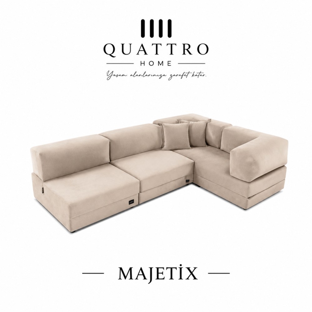 MAJETIX Büyük Köşe Modüler Sünger Koltuk 270x180 cm - Aktivite, Oyun, Sinema ve Dinlenme Koltuğu görsel 2