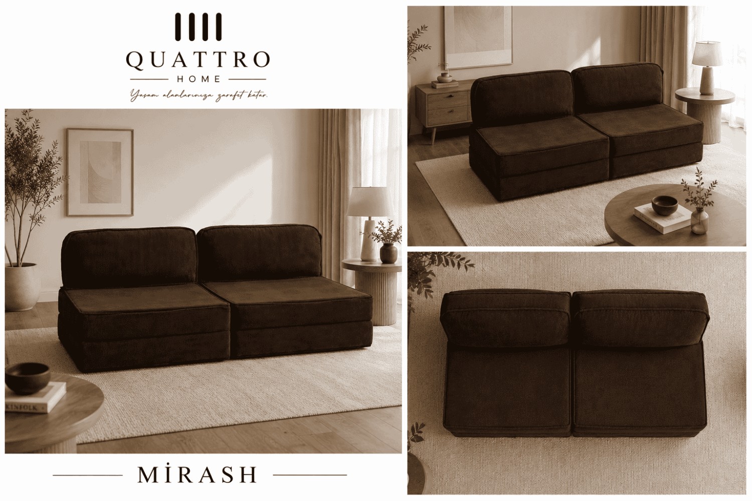 MIRASH İkili Modüler Sünger Koltuk 90x180 cm - Oyun, Sinema ve Dinlenme Koltuğu görsel 3