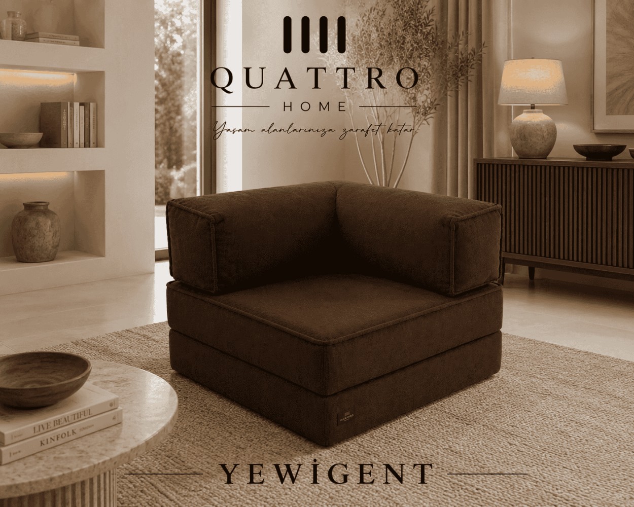 Yewigent Tekli L Koltuk 90x90 cm | Modüler Sünger Oyun Koltuğu | Sinema Koltuğu | Tek Kişilik Dinlenme Koltuğu görsel 2
