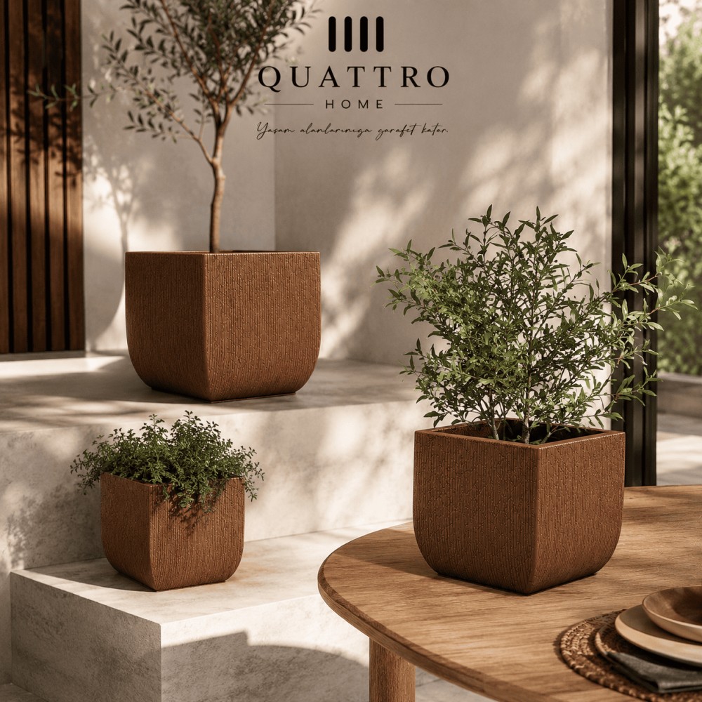 Quattro Home Alborán Serisi Kare Saksı İç ve Dış Mekan Saksı görsel 4