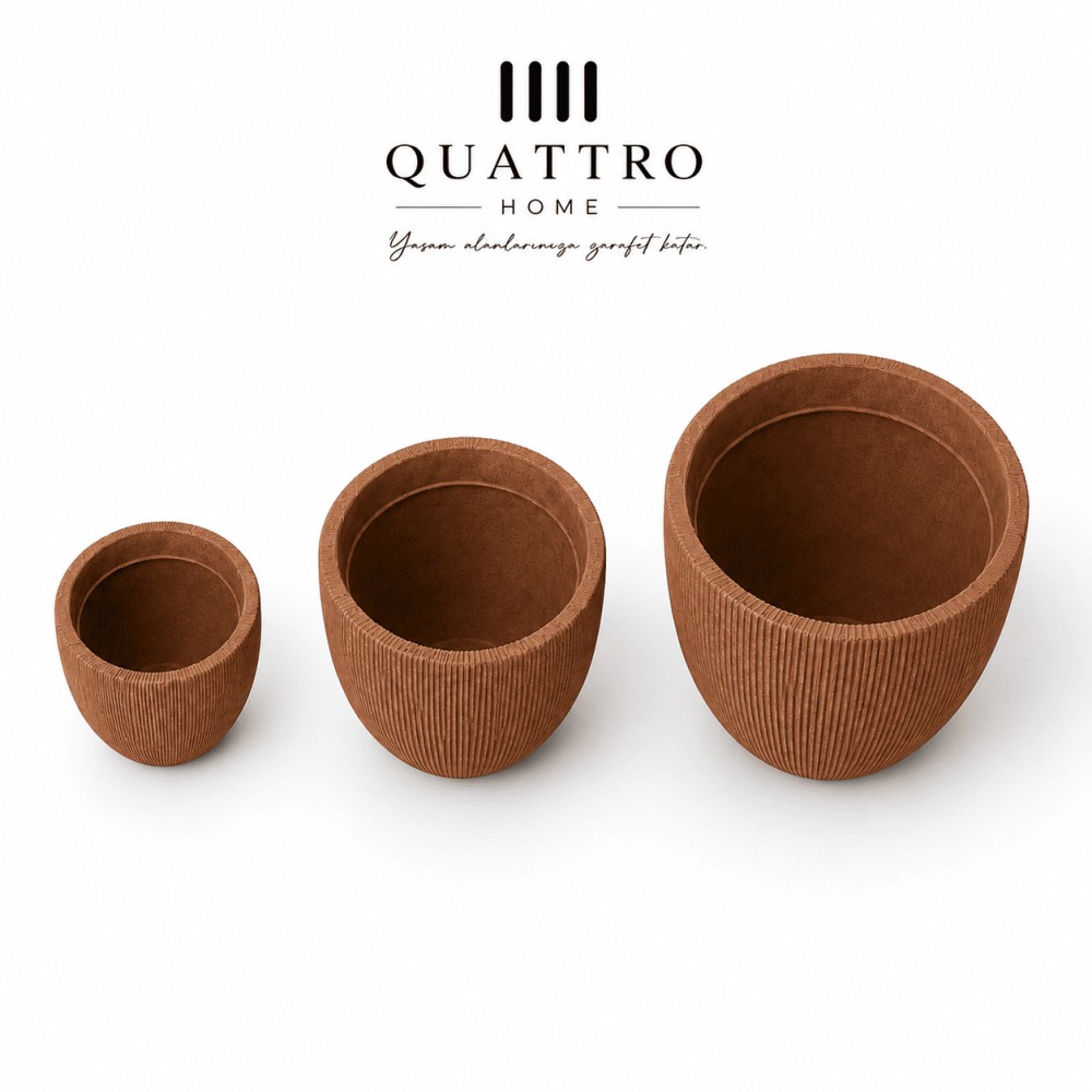 Quattro Home Terra Serisi Saksı Doğal Modern İç ve Dış Mekan Saksı görsel 3