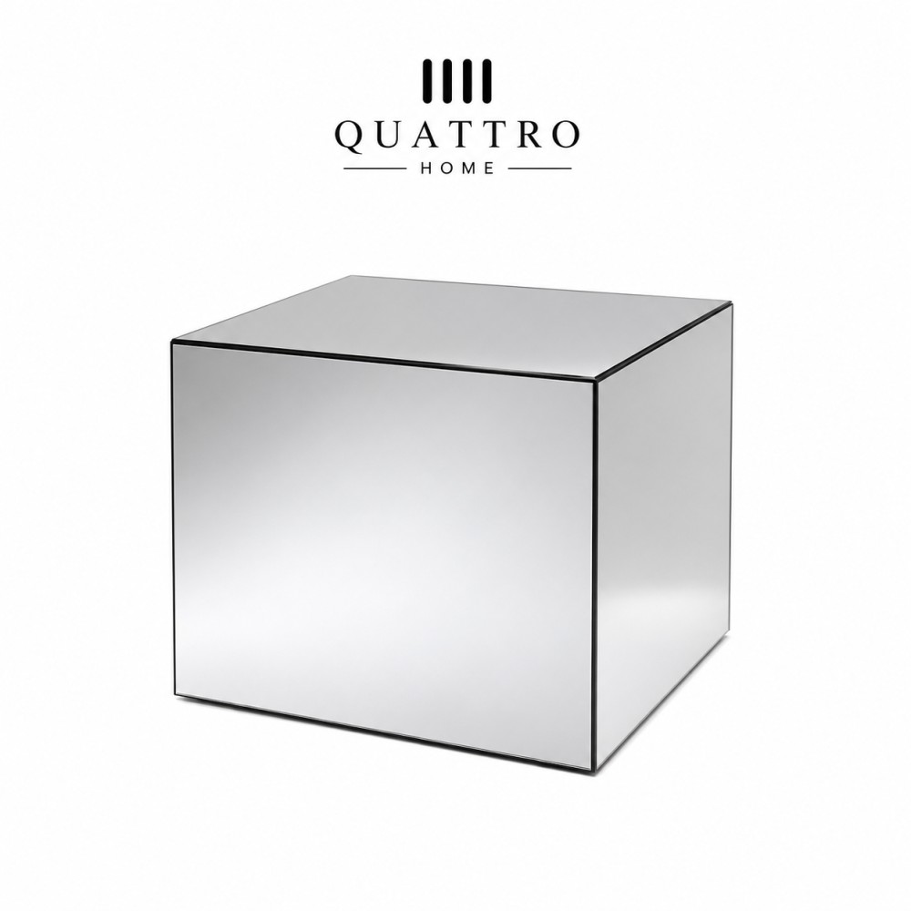 Quattro Home Lumina Ayna Sehpa Füme Aynalı Modern Küp Sehpa görsel 3