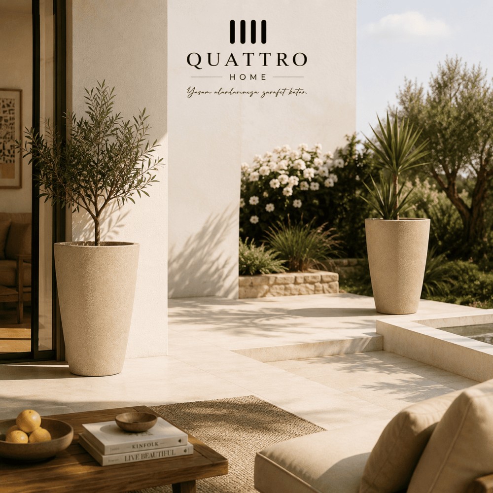 Quattro Home Natura Serisi Saksı Modern İç ve Dış Mekan Saksı görsel 4
