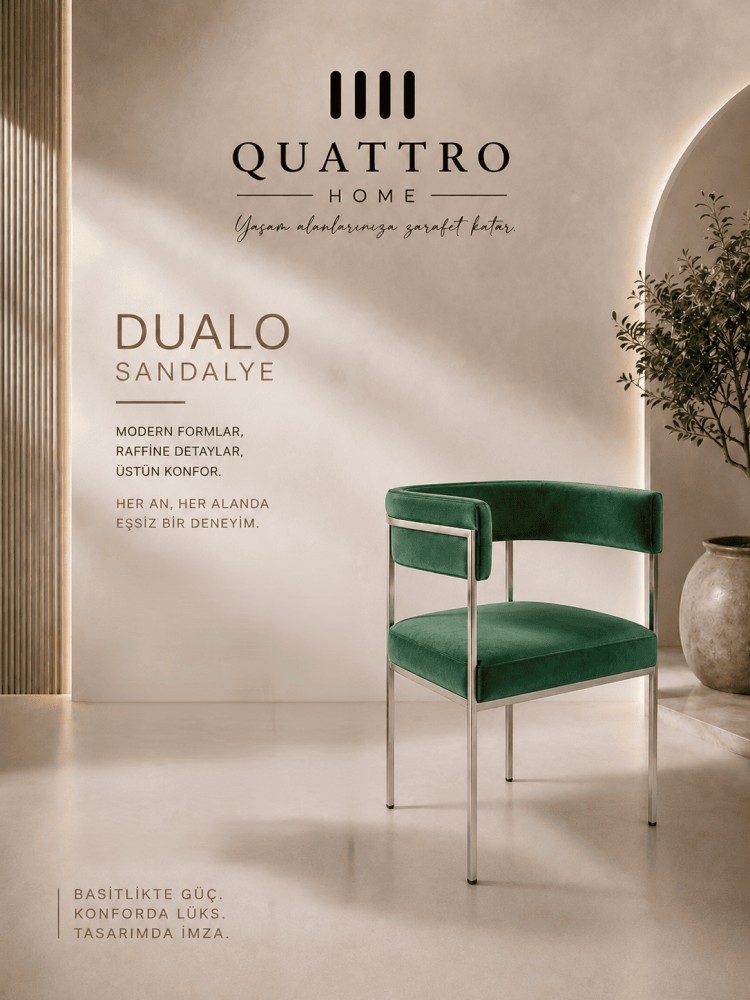 Quattro Home Dualo Sandalye Metal İskeletli Modern Ergonomik Yemek Sandalyesi