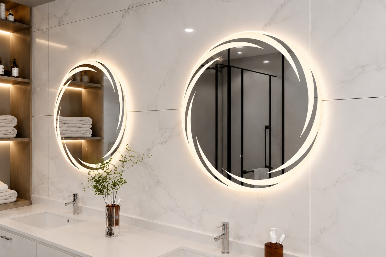 Quattro Home Nova LED Aydınlatmalı Banyo Aynası | Dokunmatik Yuvarlak LED Ayna görsel 2