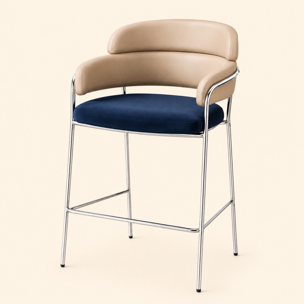 Quattro Home Riano Modern Bar Sandalyesi Metal İskeletli Ergonomik Lüks Bar Sandalyesi görsel 2