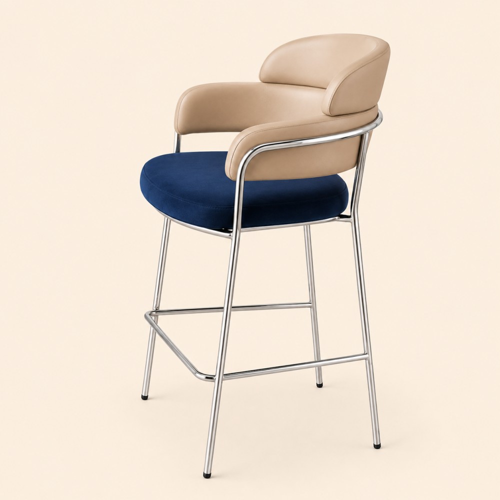 Quattro Home Riano Modern Bar Sandalyesi Metal İskeletli Ergonomik Lüks Bar Sandalyesi görsel 3