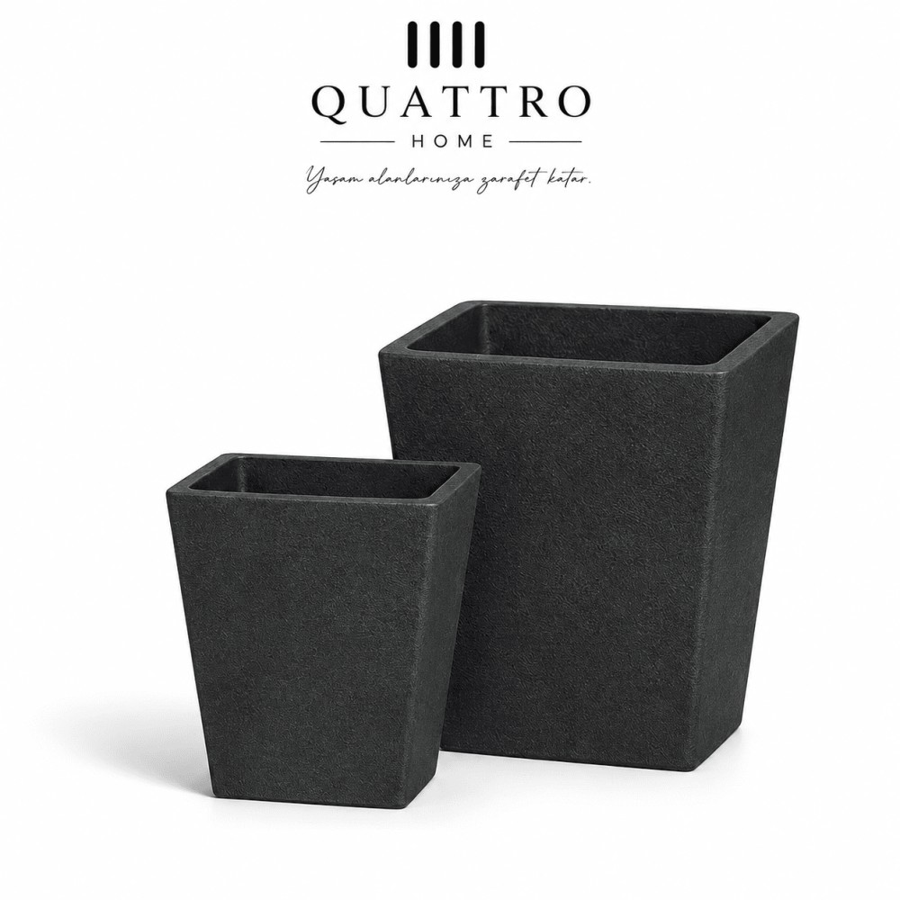 Quattro Home Orion Serisi Kare Saksı Modern İç ve Dış Mekan Saksı görsel 2