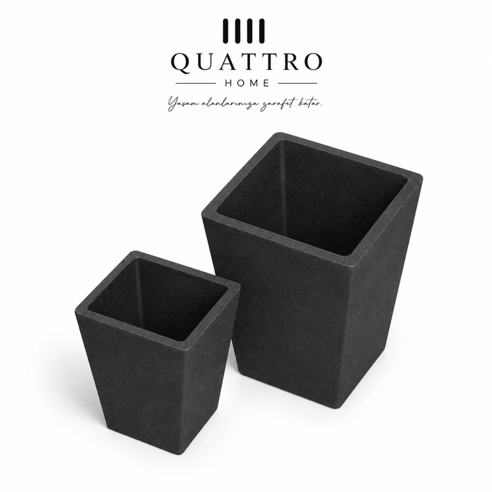 Quattro Home Orion Serisi Kare Saksı Modern İç ve Dış Mekan Saksı görsel 3