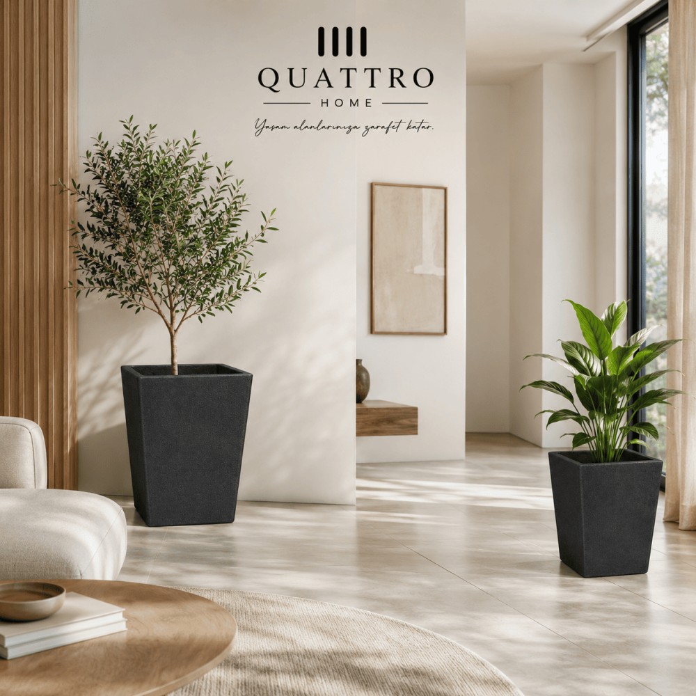 Quattro Home Orion Serisi Kare Saksı Modern İç ve Dış Mekan Saksı görsel 4
