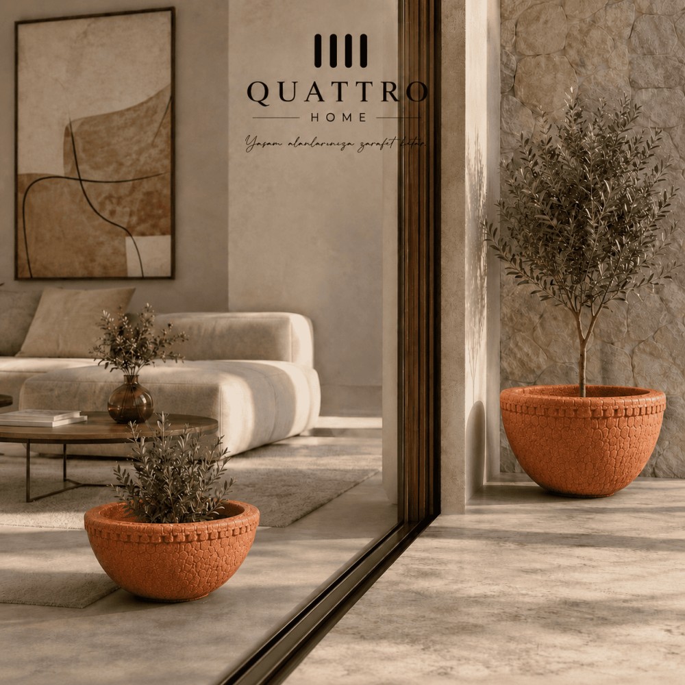 Quattro Home Tierra Serisi Saksı Modern İç ve Dış Mekan Dekoratif Saksı görsel 4