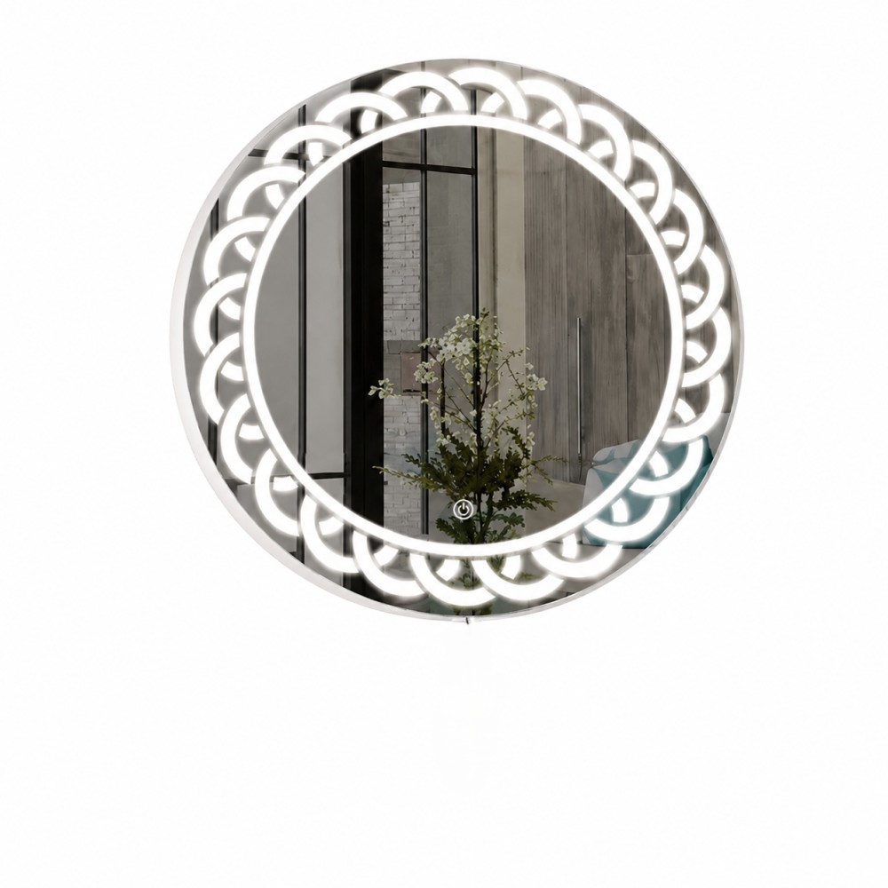 Quattro Home Luxora LED Ayna | Taş Detaylı Yuvarlak Işıklı Banyo Aynası görsel 3