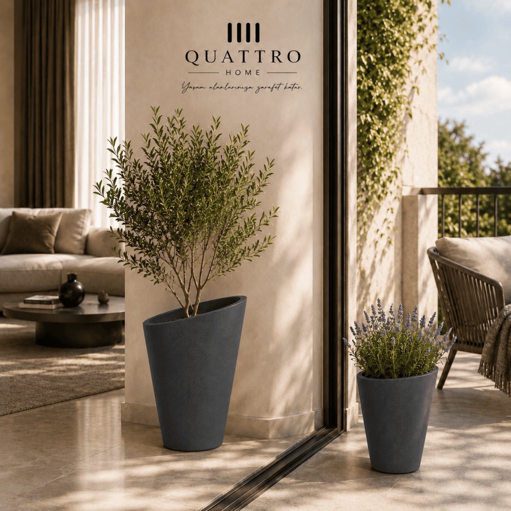 Quattro Home Orbita Valencia Serisi Saksı Modern İç ve Dış Mekan Saksı görsel 3
