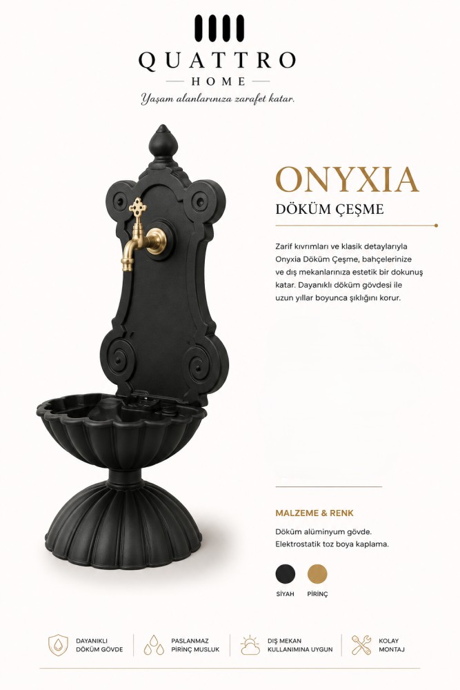 Onyxia Döküm Bahçe Çeşmesi – Dekoratif Alüminyum Dış Mekân Çeşmesi