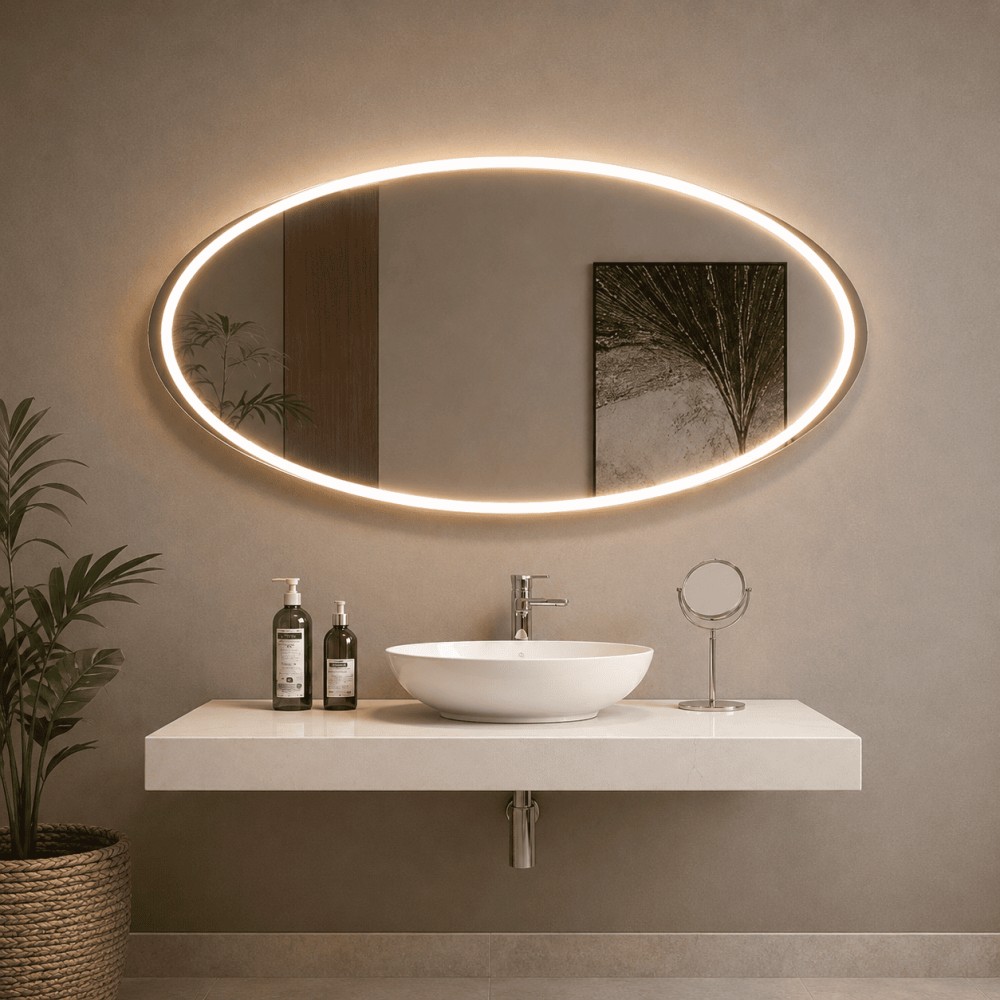 Quattro Home Ovalis LED Aydınlatmalı Oval Banyo Aynası görsel 2