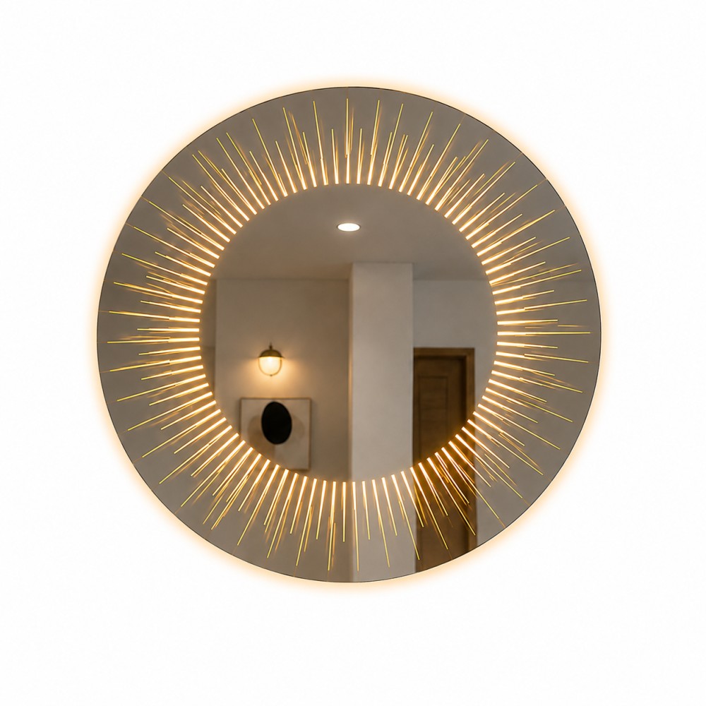 Solara LED Aydınlatmalı Banyo Aynası | Işın Detaylı Yuvarlak Ayna görsel 3
