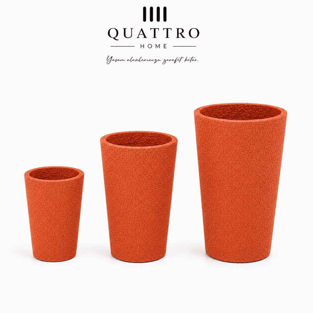 Quattro Home Curve Serisi Saksı Doğal Taş Dokulu İç ve Dış Mekan Saksı görsel 2