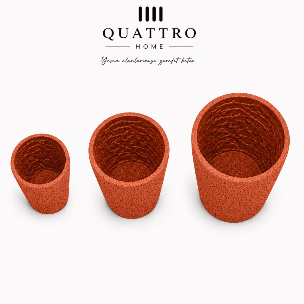 Quattro Home Curve Serisi Saksı Doğal Taş Dokulu İç ve Dış Mekan Saksı görsel 3