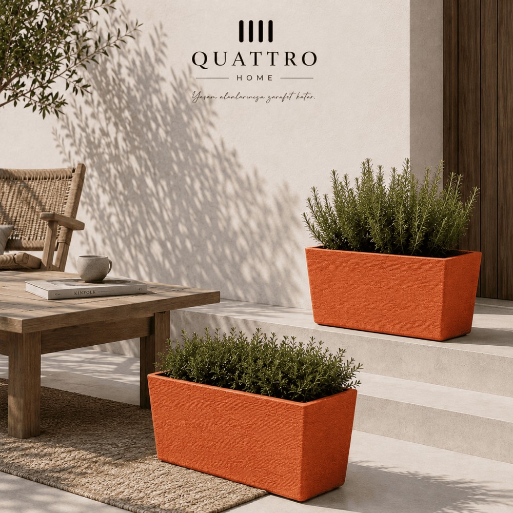 Quattro Home Andes Serisi Dikdörtgen Saksı İç ve Dış Mekan Saksı görsel 4