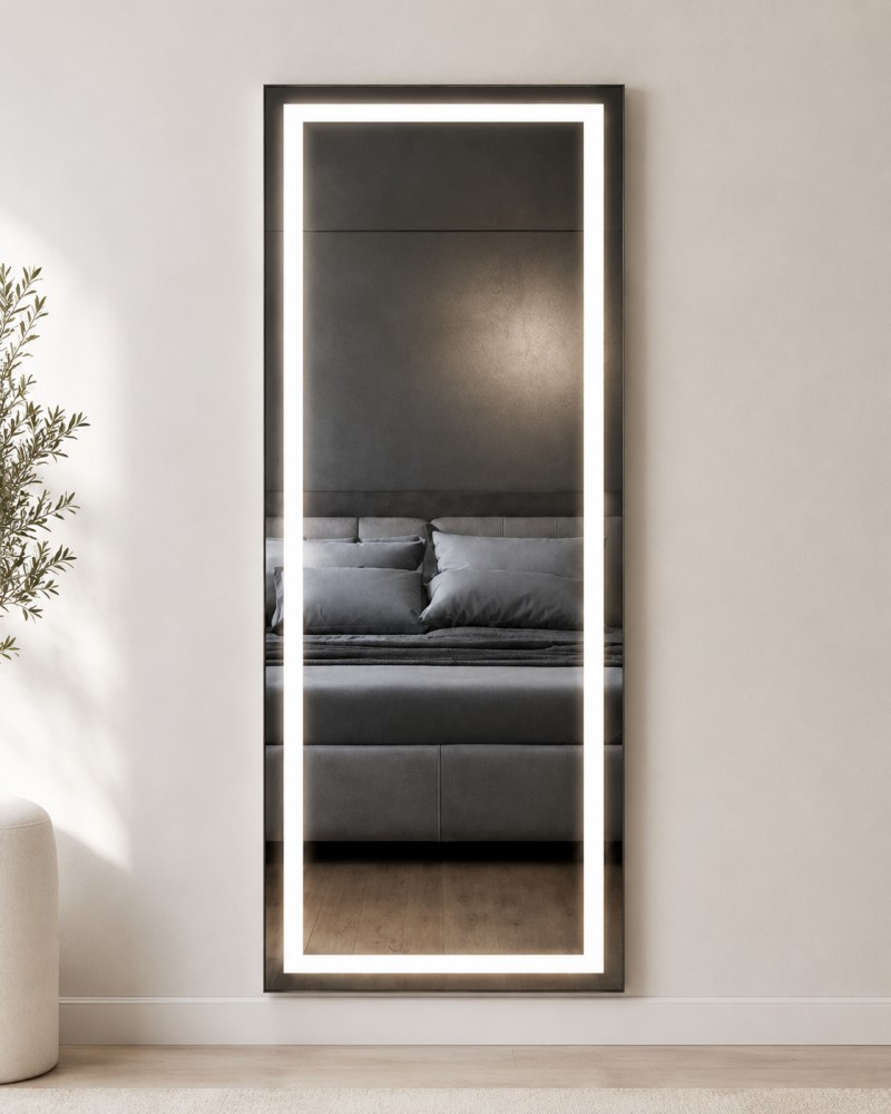 Recta LED Aydınlatmalı Boy Aynası Neme Dayanıklı Modern Dikdörtgen Ayna görsel 2