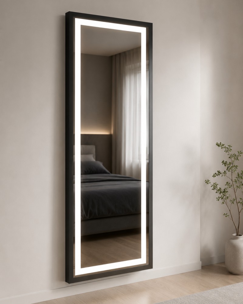 Recta LED Aydınlatmalı Boy Aynası Neme Dayanıklı Modern Dikdörtgen Ayna görsel 3