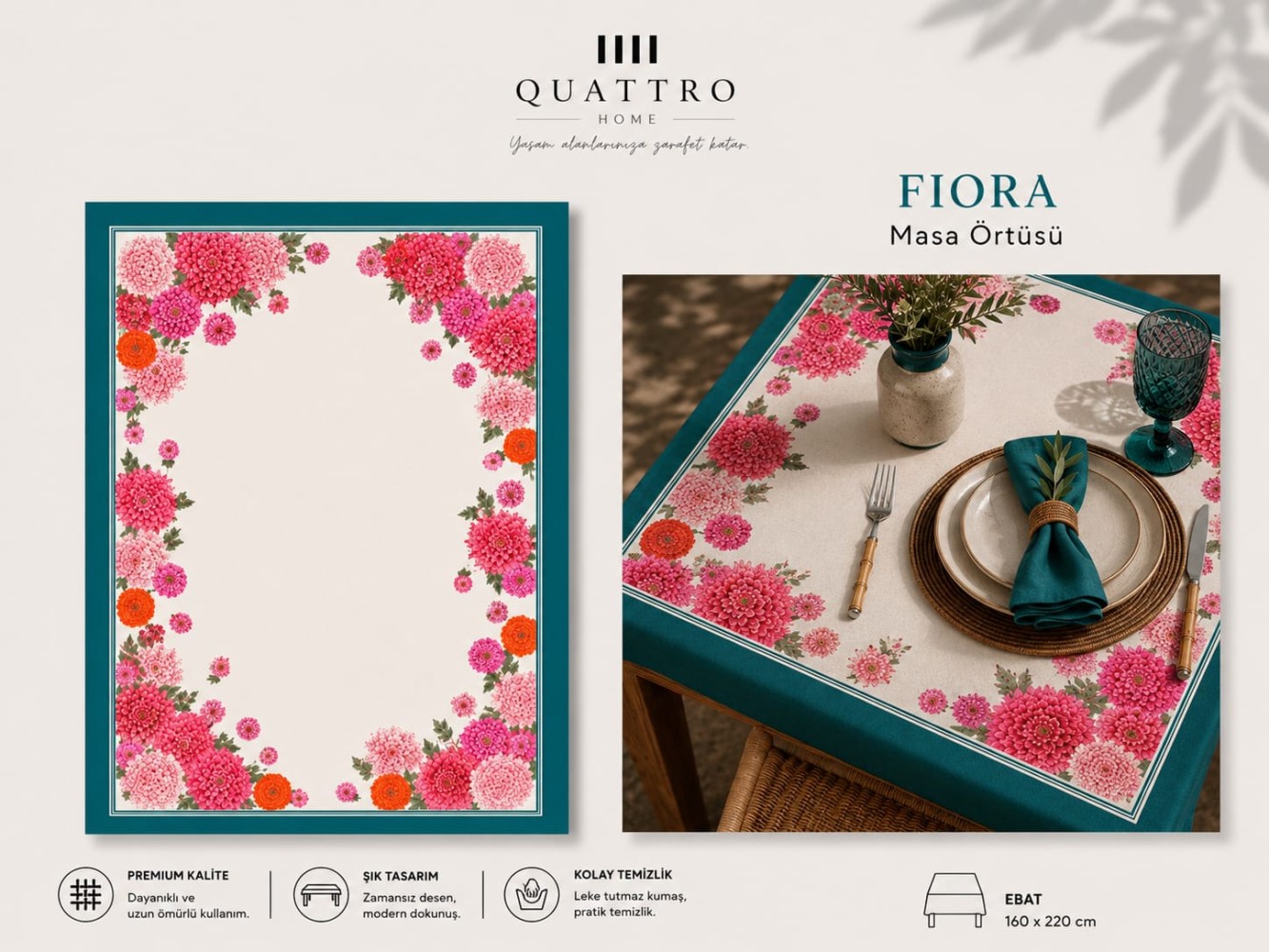 Quattro Home Fiora Masa Örtüsü