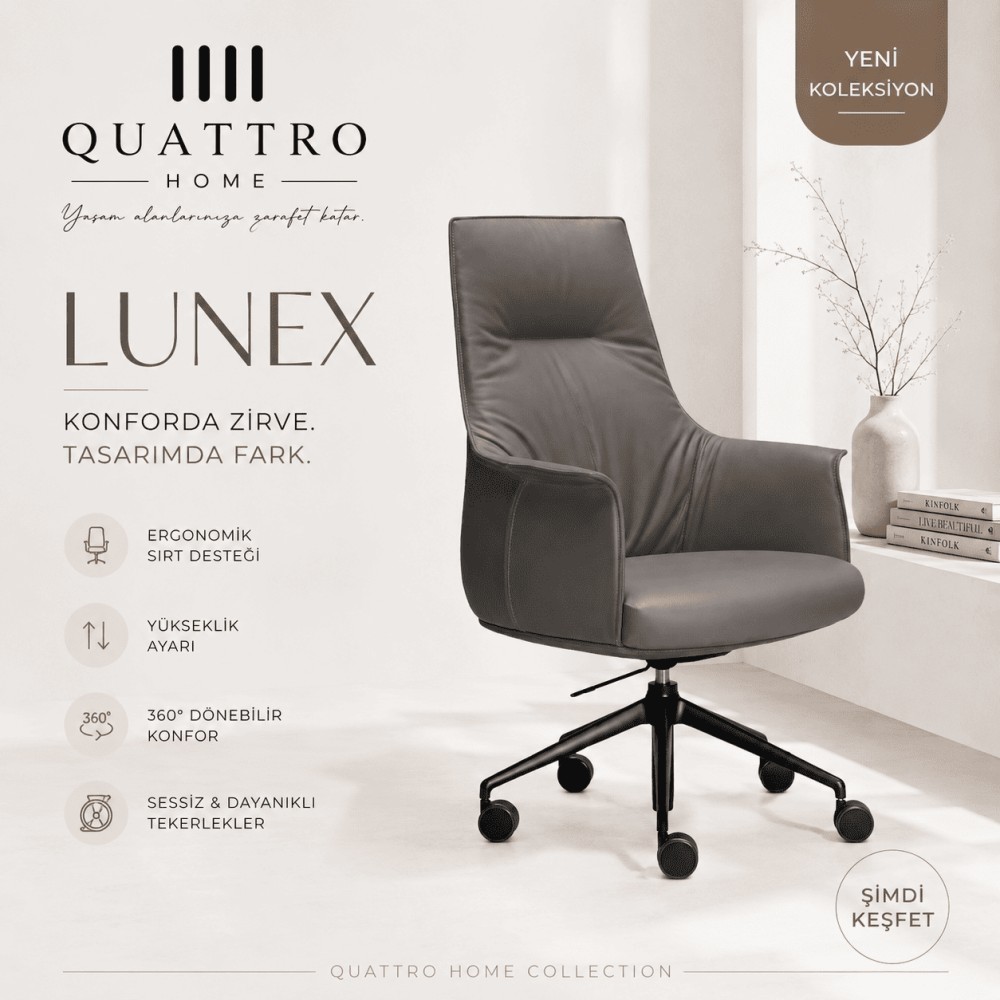 Lunex Ergonomik Ofis Koltuğu Yükseklik Ayarlı 360° Döner Çalışma Sandalyesi
