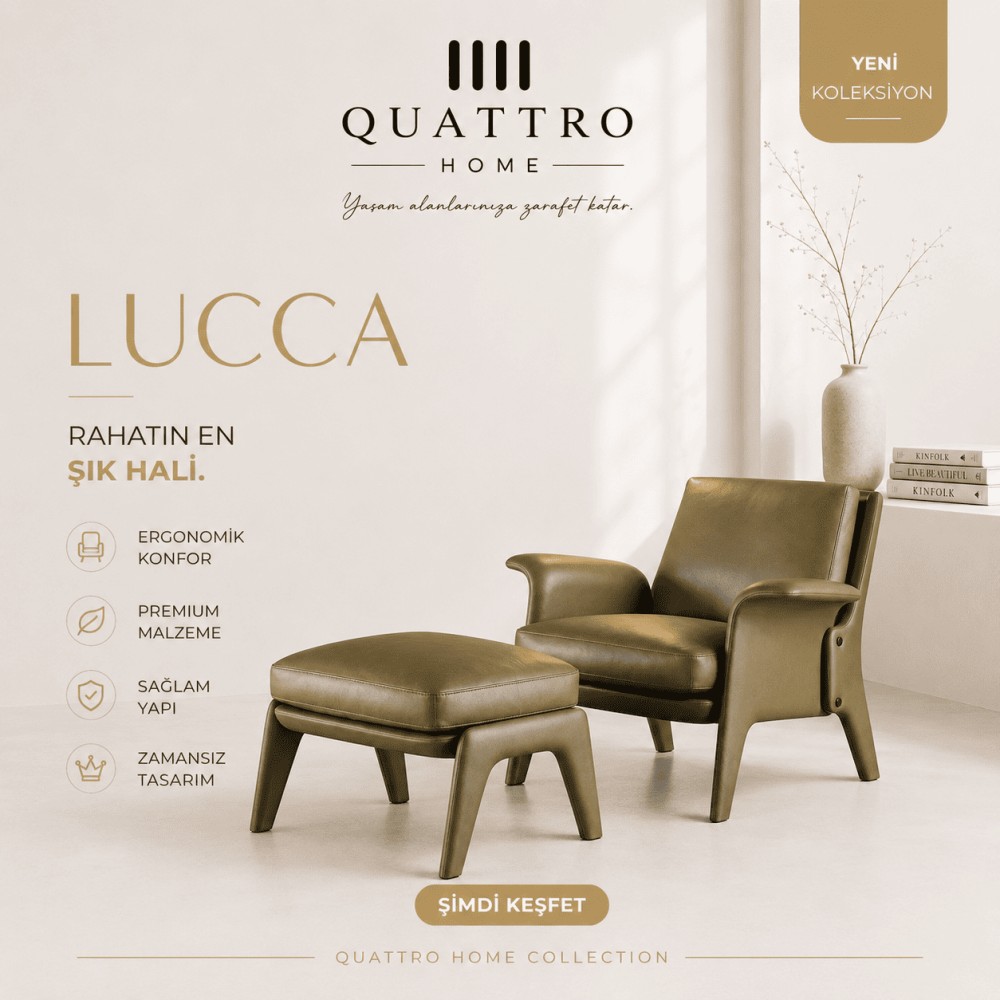 Quattro Home Lucca Puflu Modern Lounge Koltuk Dinlenme Koltuğu