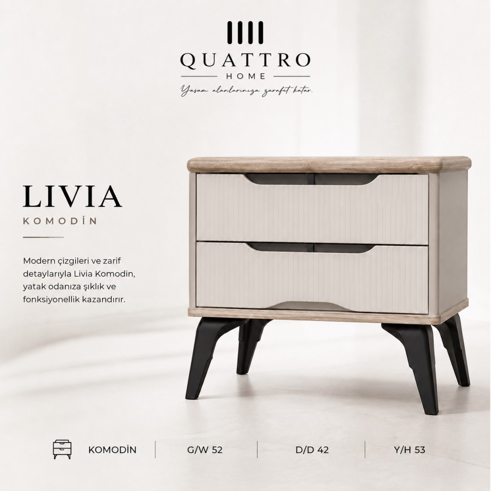 Quattro Home Livia Komodin  2 Çekmeceli Modern Yatak Odası Komodini