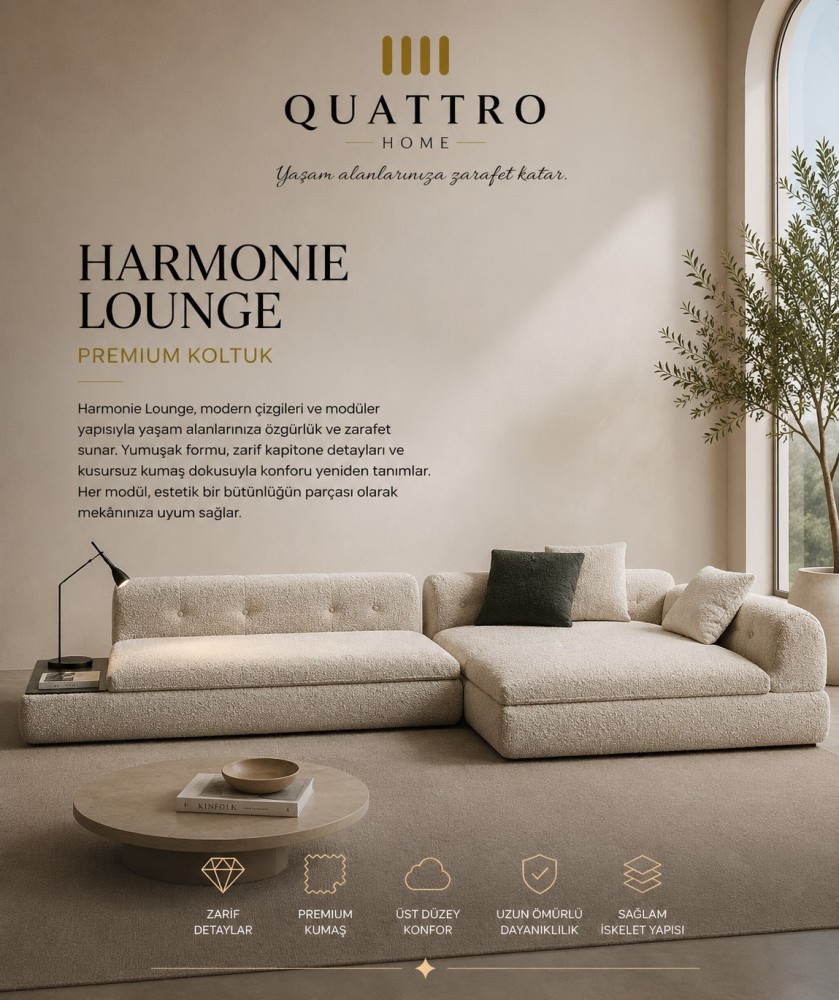 Harmonie Lounge Krem Modüler Köşe Koltuk
