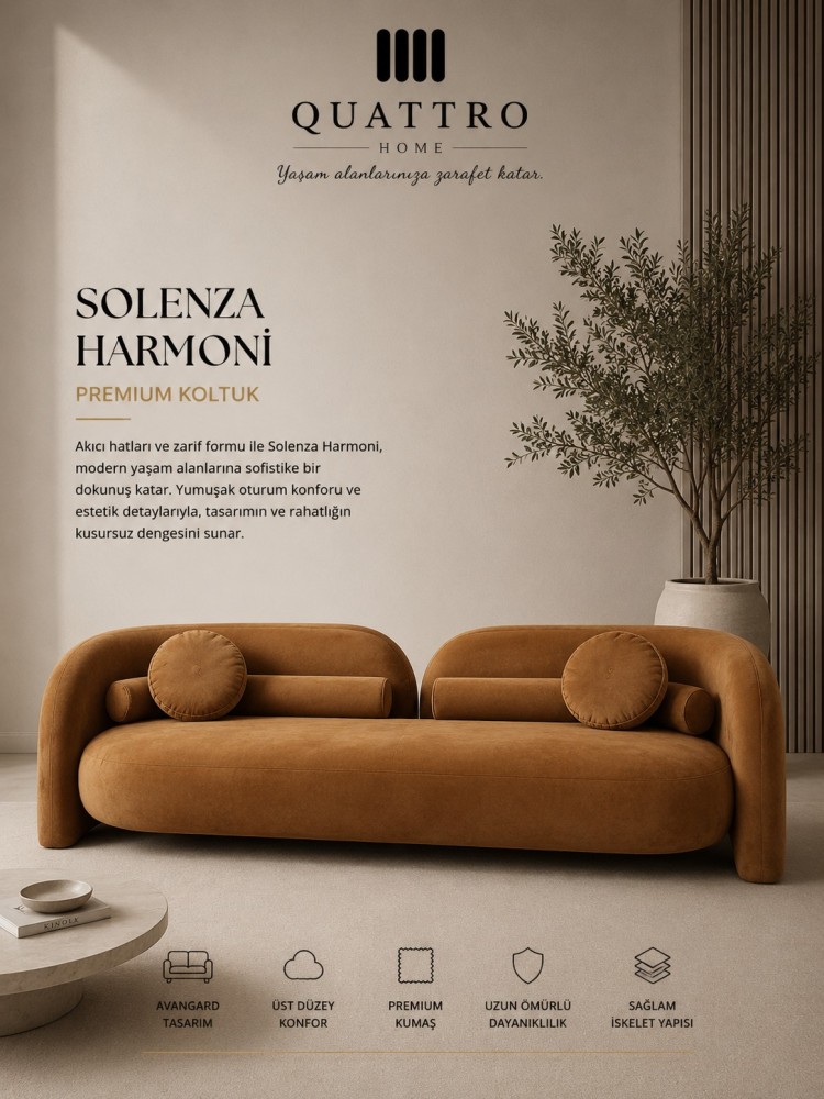 Solenza Harmoni Taba Yuvarlak Hatlı Premium Koltuk