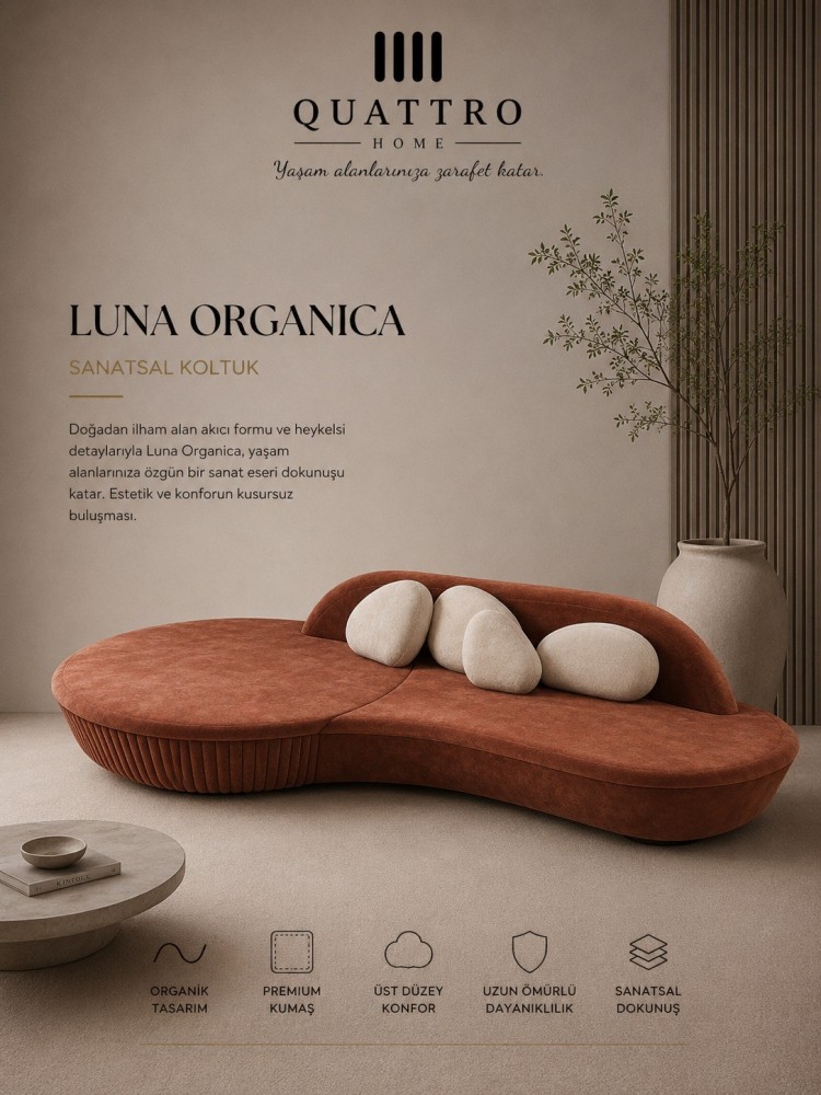 Quattro Home Luna Organica Kiremit Organik Formlu Sanatsal Koltuk