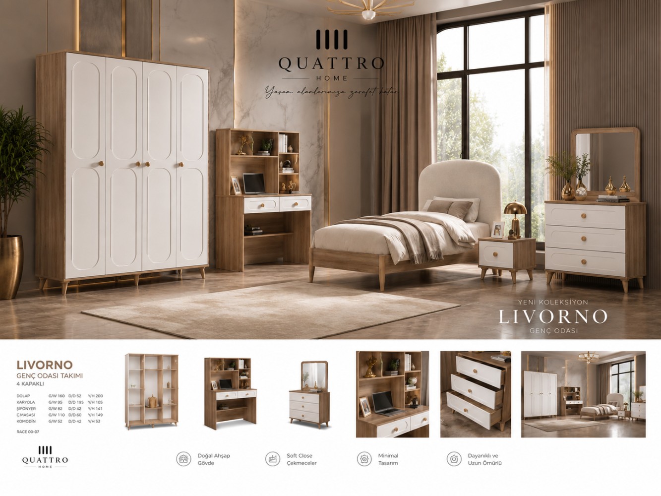 Quattro Home Livorno Genç Odası Takımı görsel 2