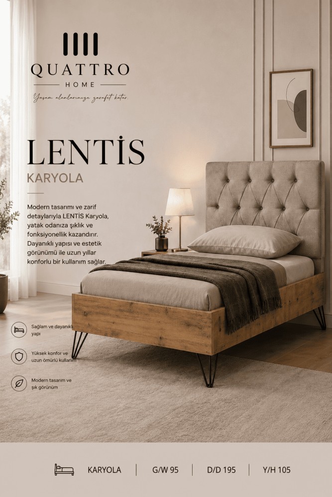 Quattro Home Lentis Tek Kişilik Genç Karyolası