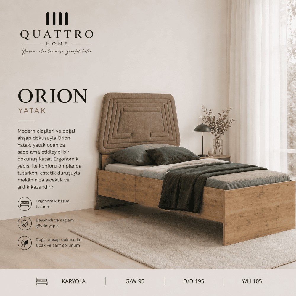 Quattro Home Orion Tek Kişilik Karyola | Modern Karyola