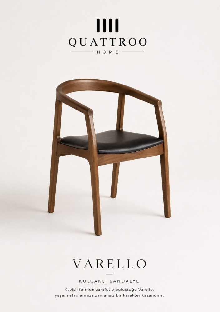 Varello Ceviz Ahşap Kolçaklı Sandalye