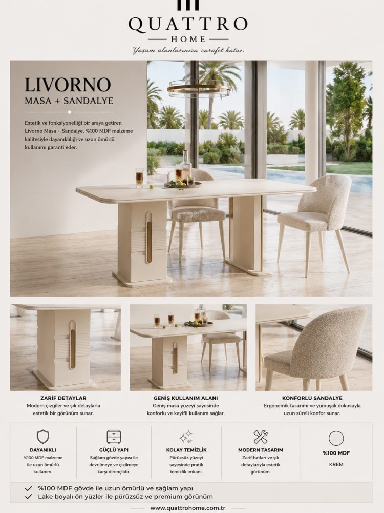 Livorno Yemek Odası Takımı görsel 2