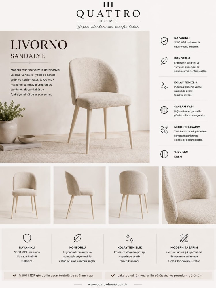 Livorno Yemek Odası Takımı görsel 4
