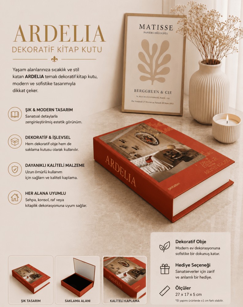 Ardelia Kırmızı Dekoratif Kitap Kutu ve Saklama Kutusu