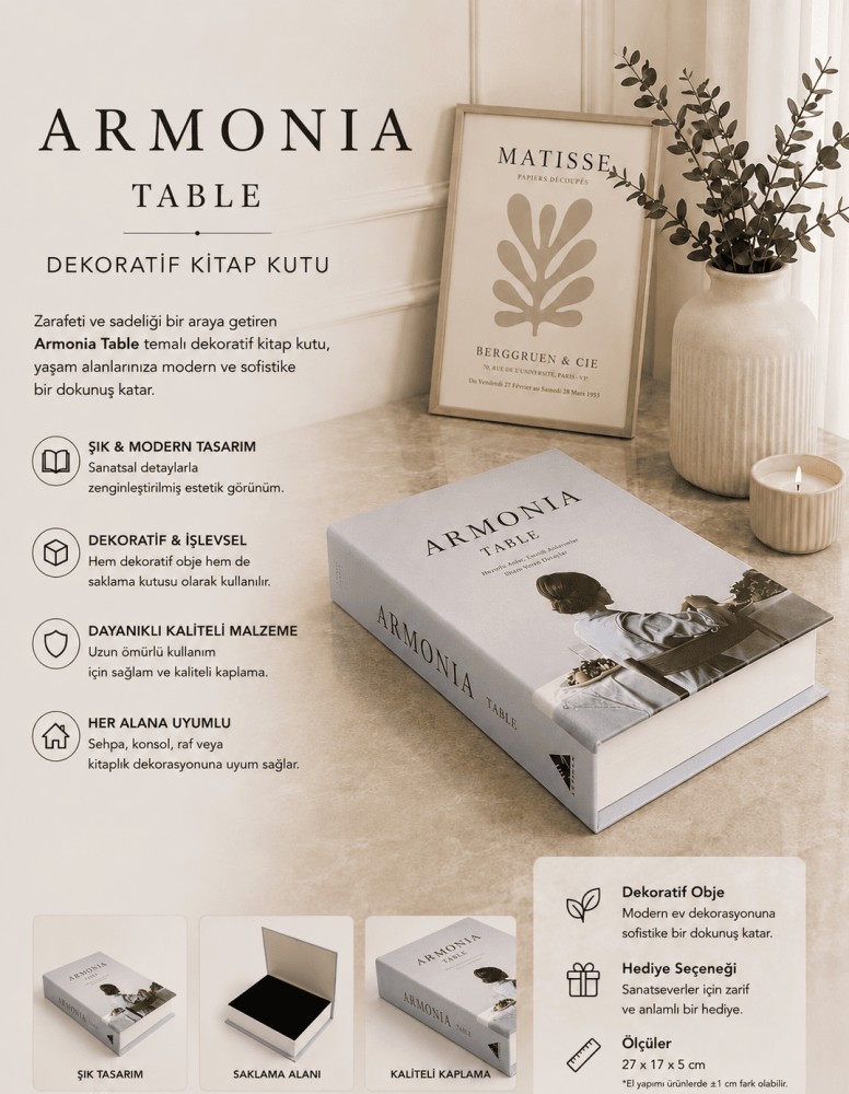 Armonia Table Dekoratif Kitap Kutu ve Saklama Kutusu