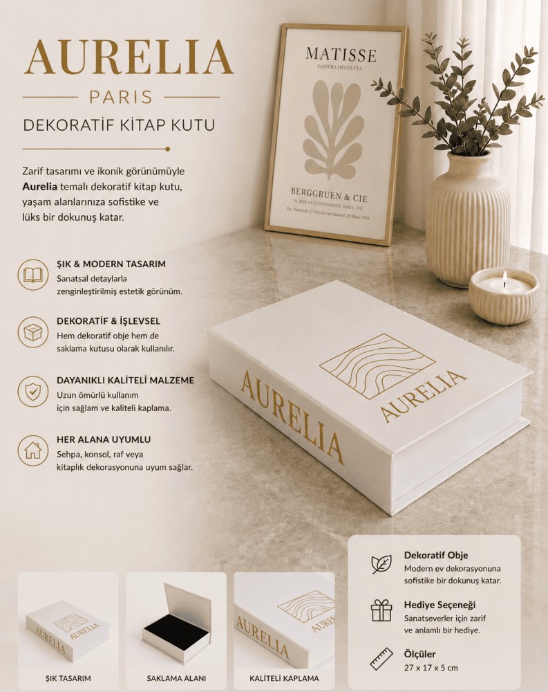 Aurelia Paris Beyaz Altın Dekoratif Kitap Kutu