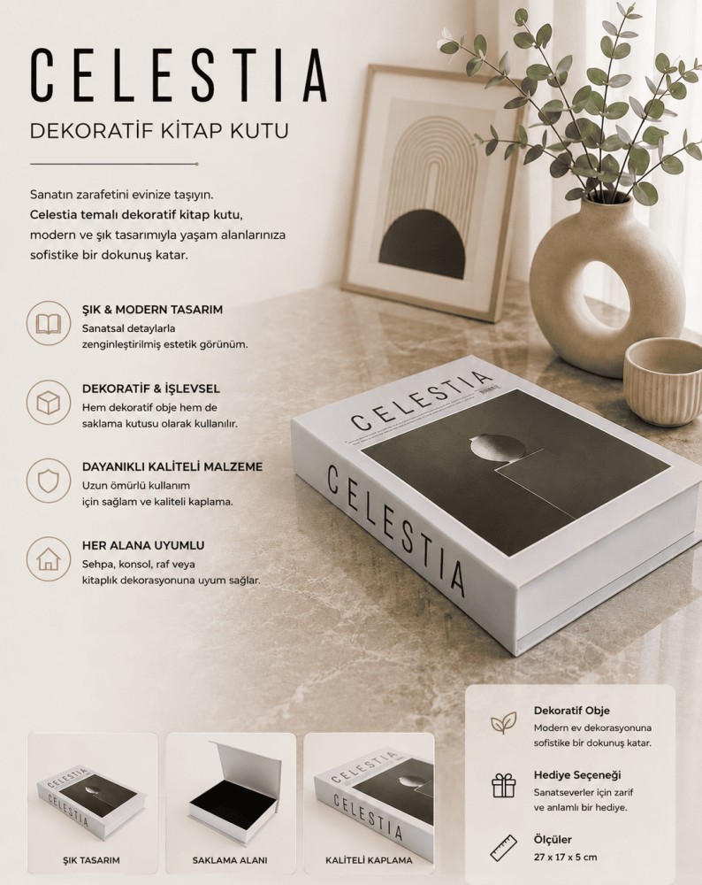 Celestia Dekoratif Kitap Kutu ve Saklama Kutusu