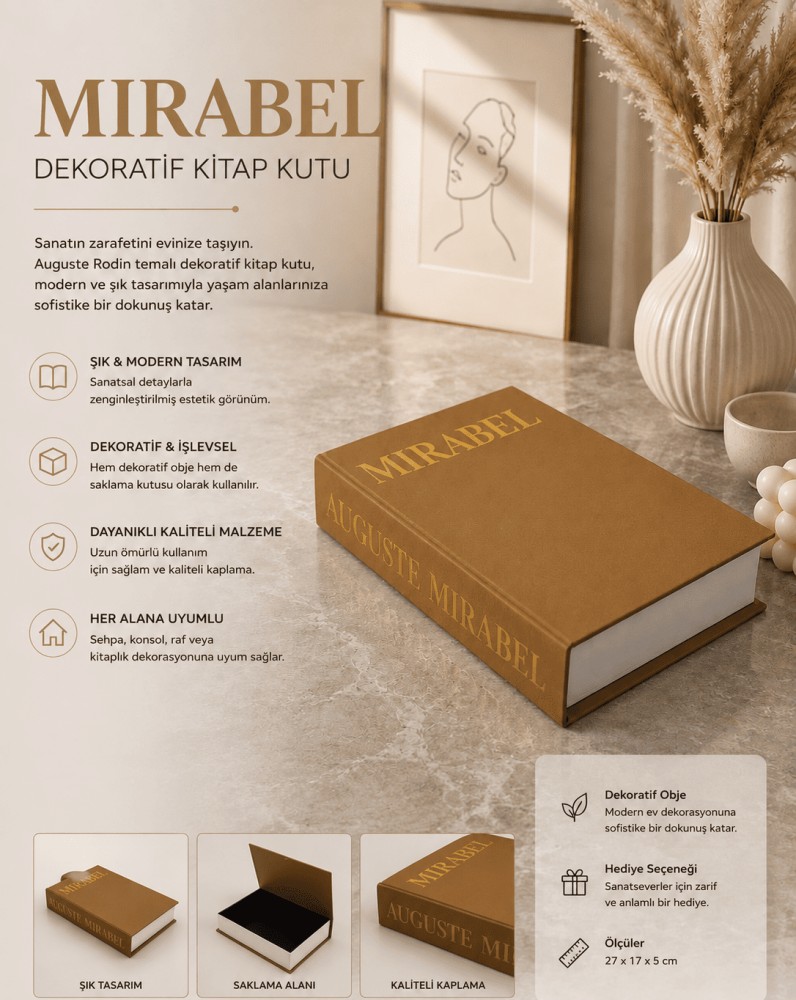 Mirabel Auguste Temalı Kahverengi Dekoratif Kitap Kutu