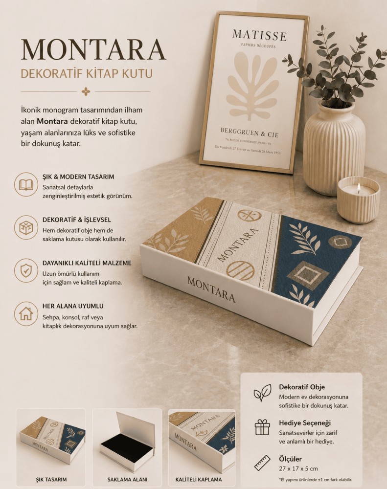 Montara Desenli Dekoratif Kitap Kutu ve Saklama Kutusu