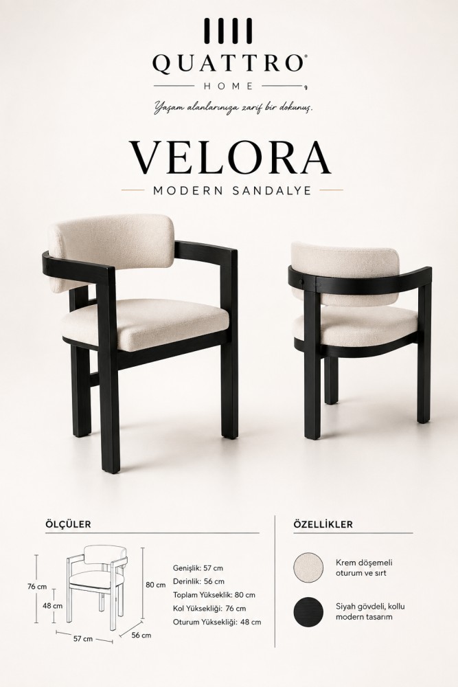 Velora Modern Yemek Masası Takımı görsel 2