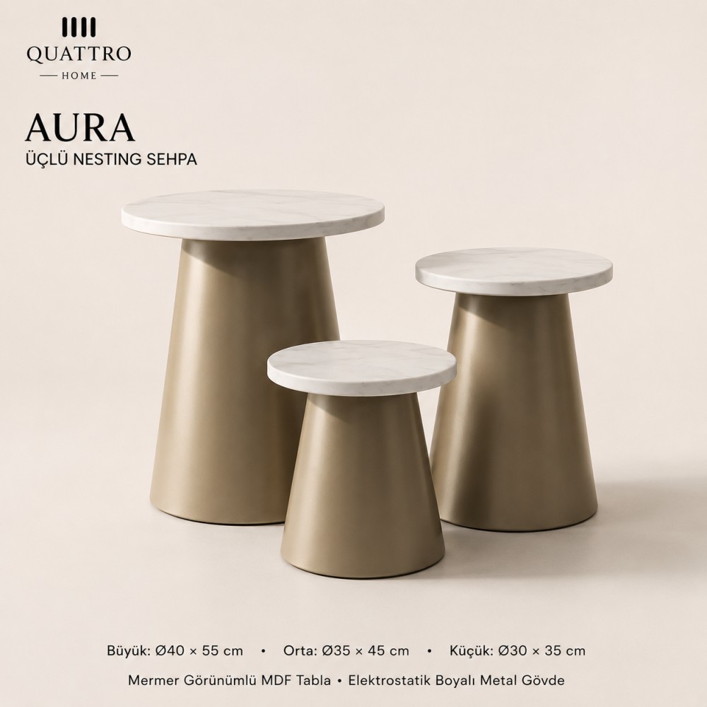 Aura  Üçlü Nesting Sehpa Seti görsel 2